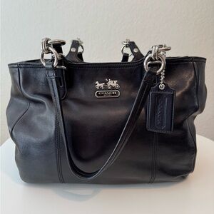 COACH everyday bag. Black leather, silver details. Gently used, great condition.